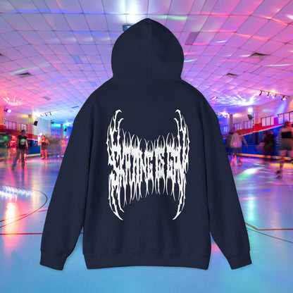 SKATING IS GAY but make it death metal Hoodie - Australian Shipping