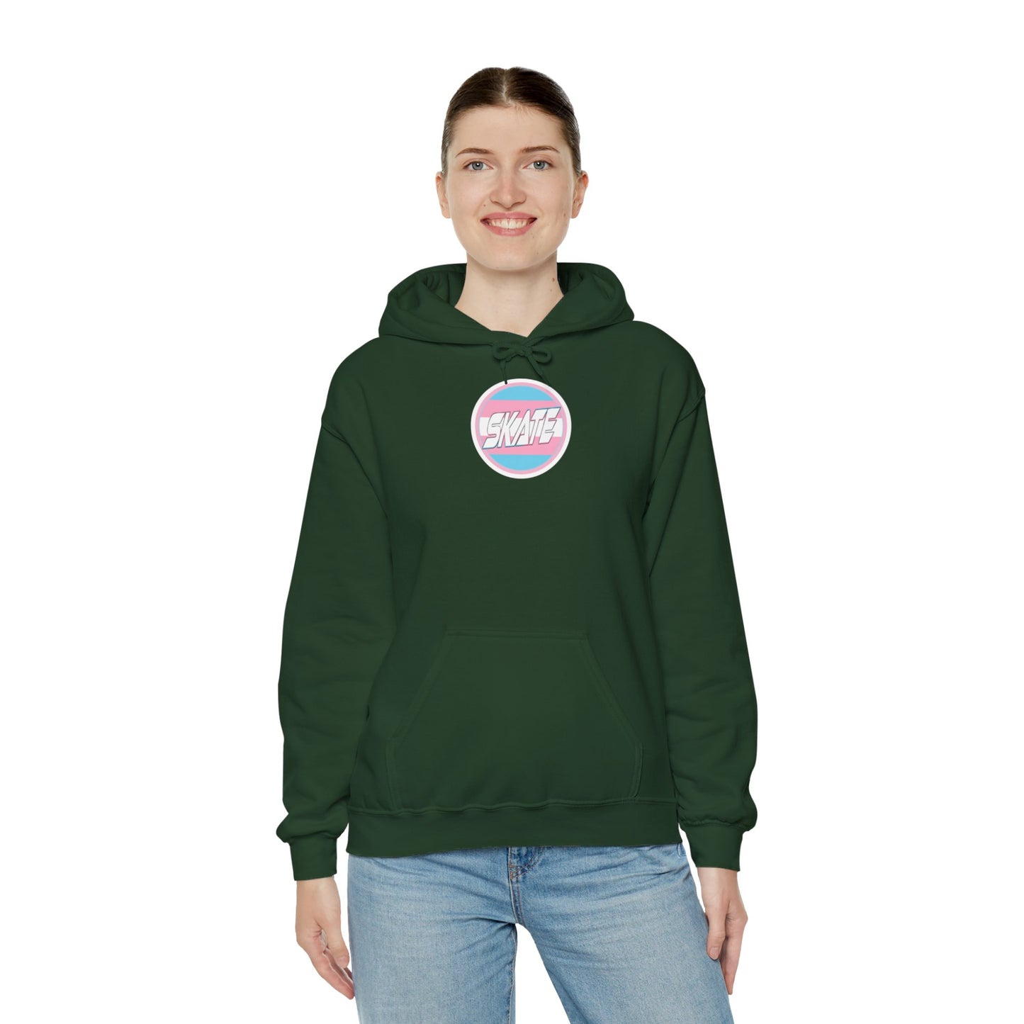 SKATE Trans Flag round logo Hoodie - Australian Shipping