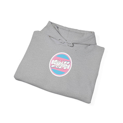 Add Custom Name - SKATE Trans Flag round logo Hoodie - Australian Shipping