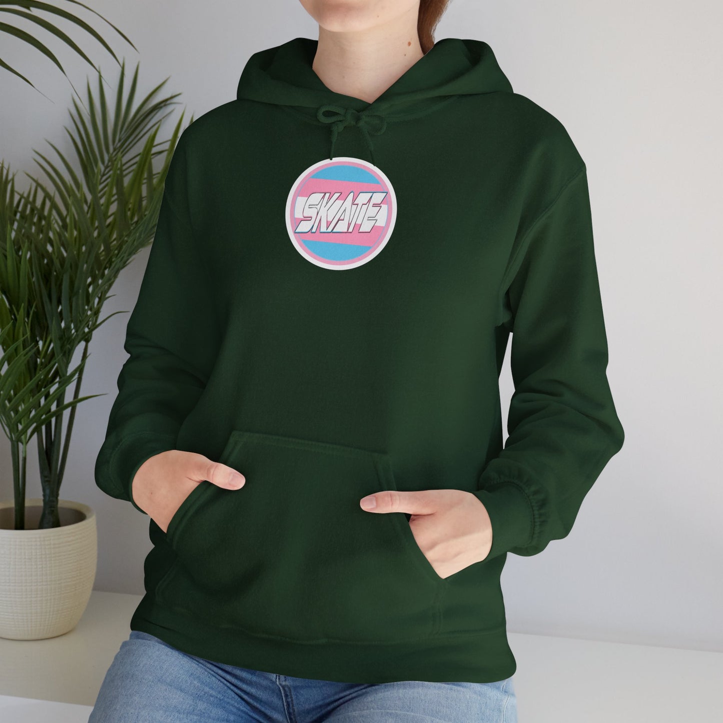 SKATE Trans Flag round logo Hoodie - Australian Shipping