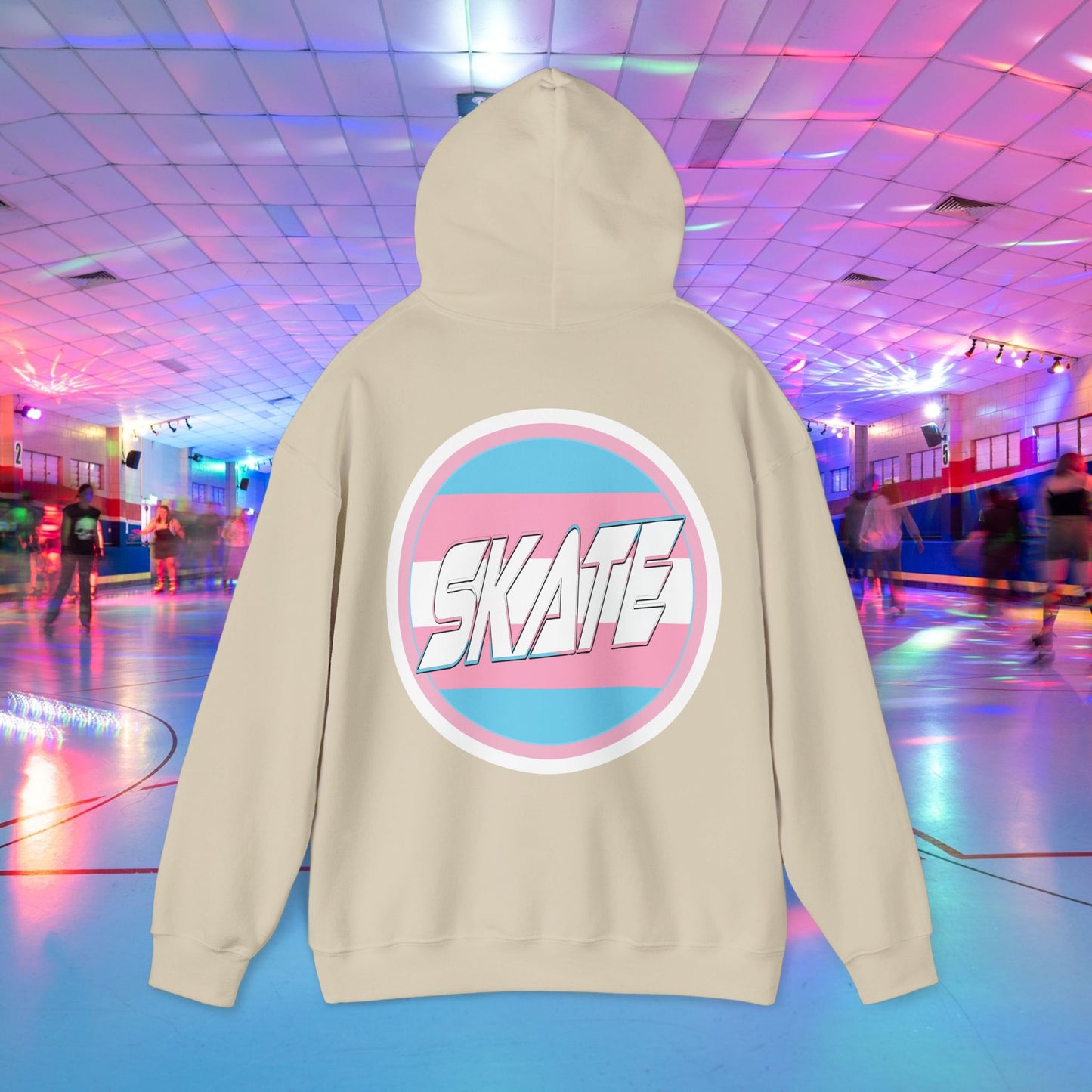 SKATE Trans Flag round logo Hoodie - Australian Shipping