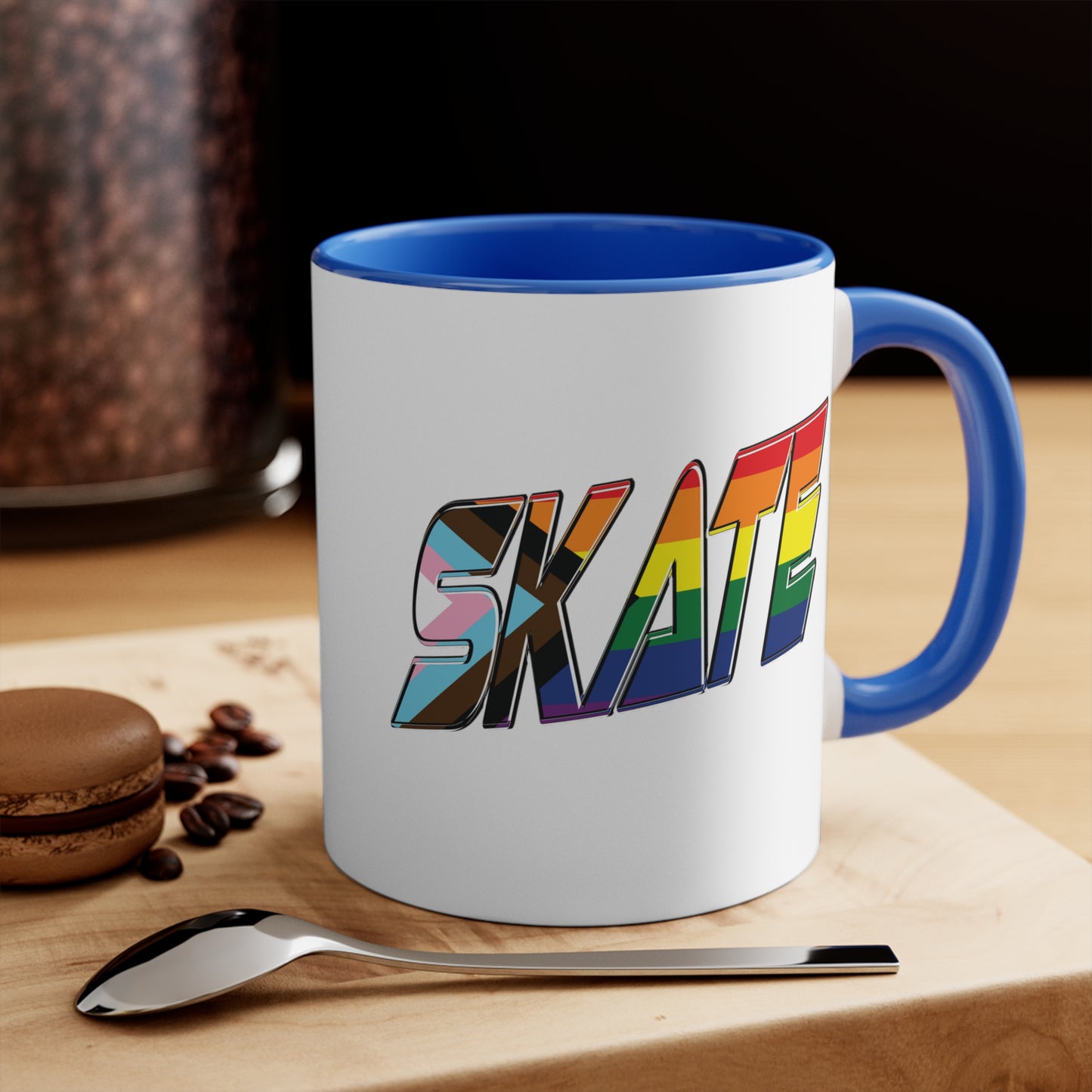 SKATE progress pride flag accent mug