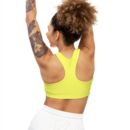 Glitter Rainbow Subtle Pride yellow seamless sports crop. LGBTIQAP+ active wear