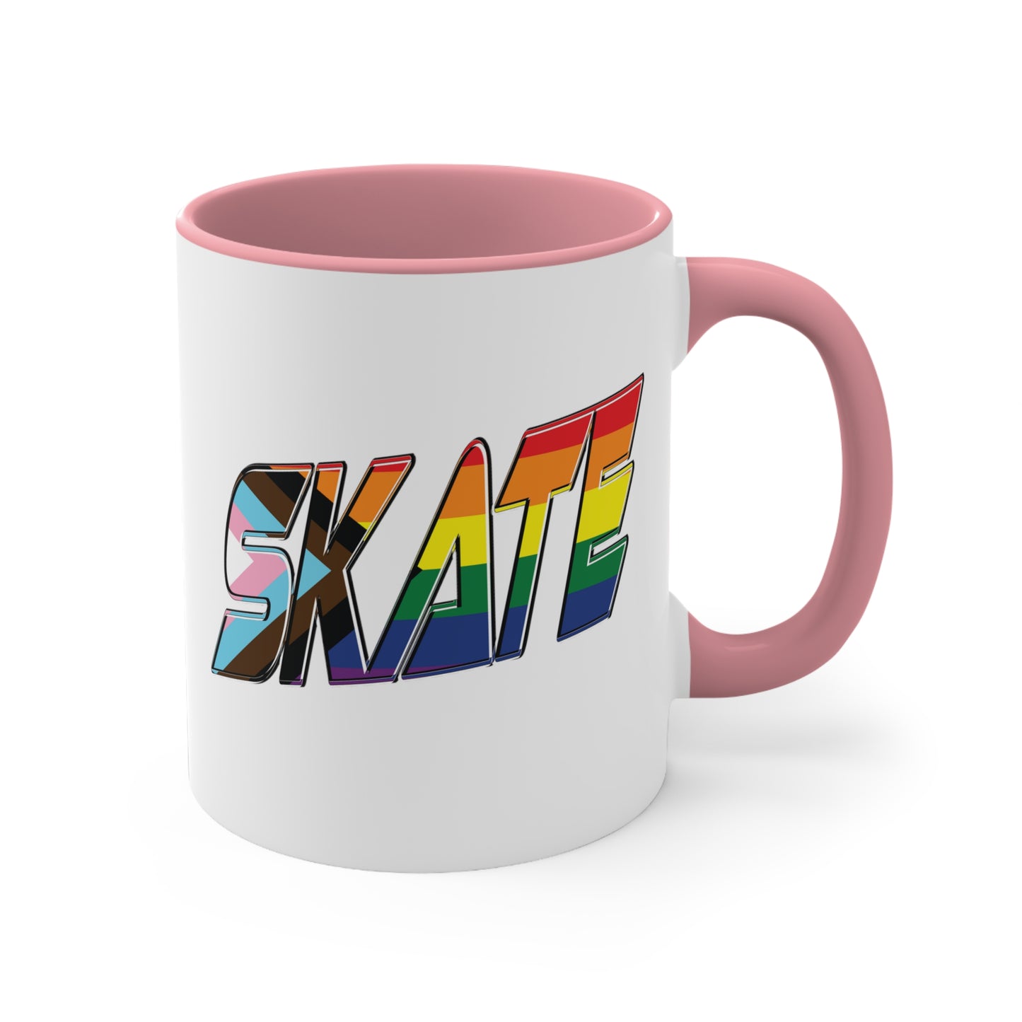 SKATE progress pride flag accent mug