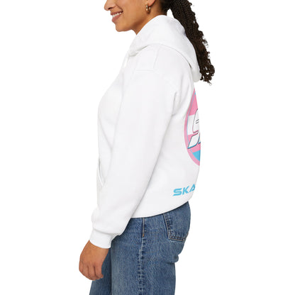 Add Custom Name - SKATE Trans Flag round logo Hoodie - Australian Shipping