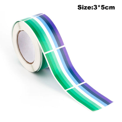 Roll of 250 Pride Flag Paper Stickers - Rainbow, Trans, Bisexual, Pan, Demi, Ace, Ally