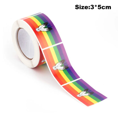 Roll of 250 Pride Flag Paper Stickers - Rainbow, Trans, Bisexual, Pan, Demi, Ace, Ally