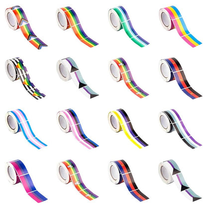Roll of 250 Pride Flag Paper Stickers - Rainbow, Trans, Bisexual, Pan, Demi, Ace, Ally