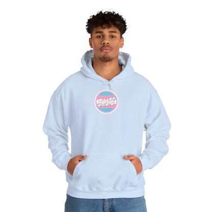 Add Custom Name - SKATE Trans Flag round logo Hoodie - Australian Shipping