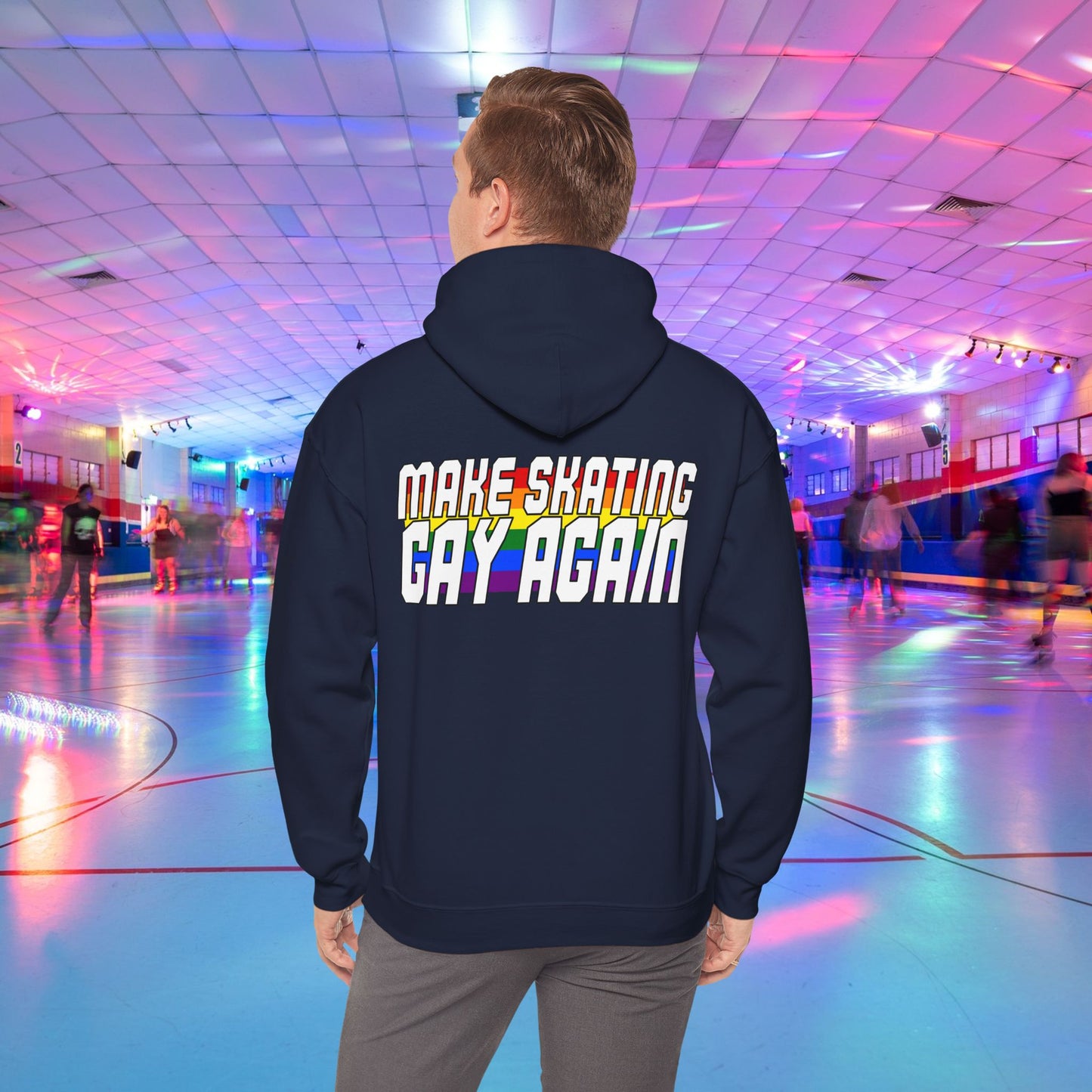 Make Skating Gay Again rainbow roller skate love heart Hoodie - Australian Shipping