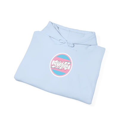 Add Custom Name - SKATE Trans Flag round logo Hoodie - Australian Shipping