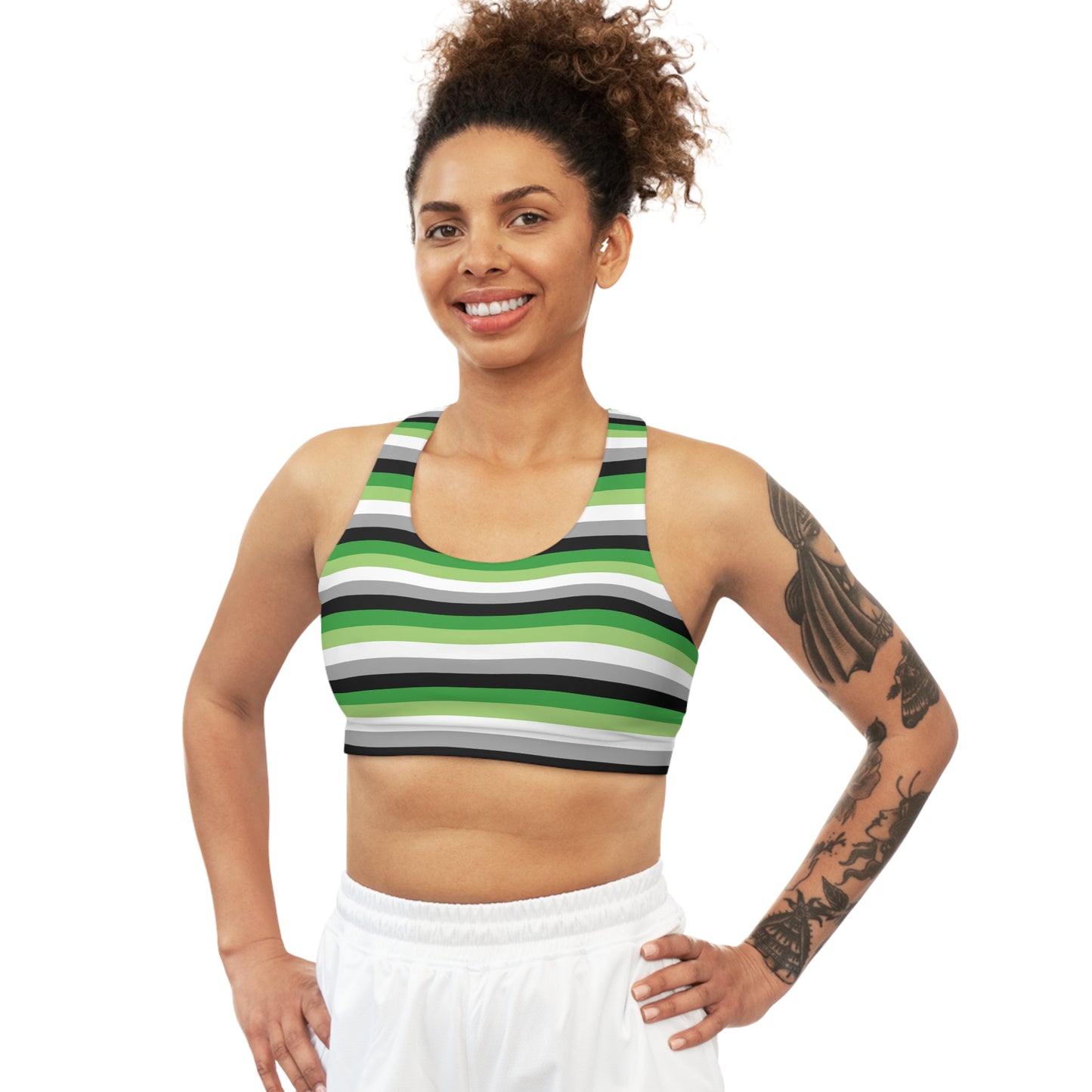 Aromantic pride flag seamless ports crop . Queer active wear