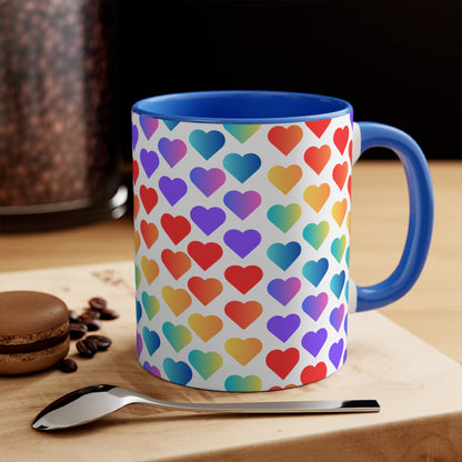 Rainbow pride love hearts colourful accent mug