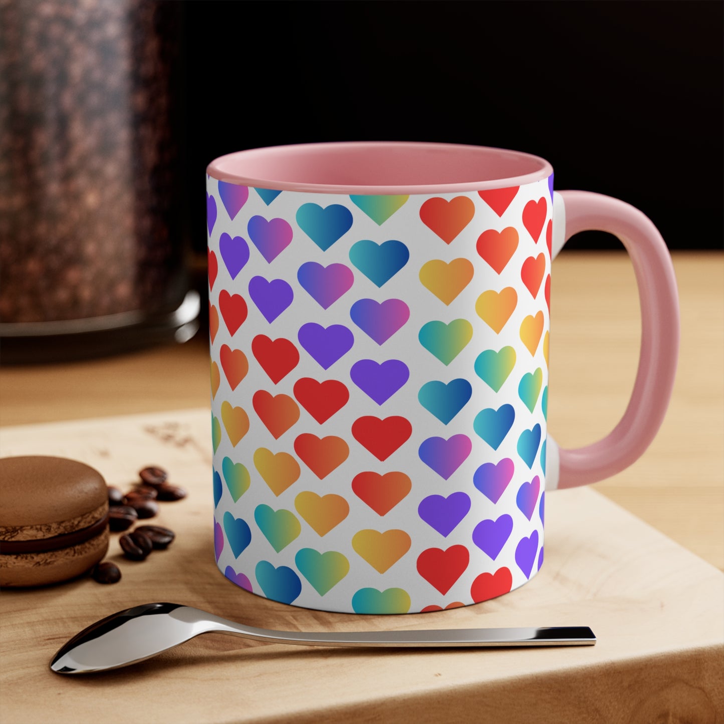 Rainbow pride love hearts colourful accent mug