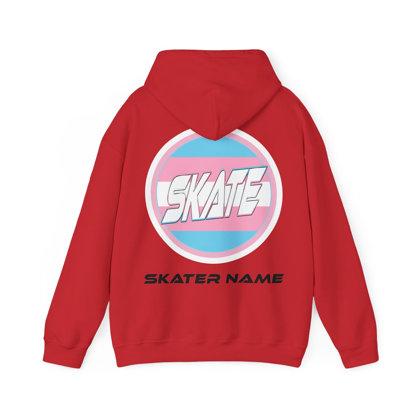 Add Custom Name - SKATE Trans Flag round logo Hoodie - Australian Shipping