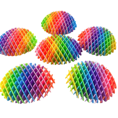 Colourful 3D rainbow fidget toy perfect for stress relief and sensory needs. Flexible, stretchy mesh design