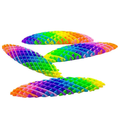 Colourful 3D rainbow fidget toy perfect for stress relief and sensory needs. Flexible, stretchy mesh design