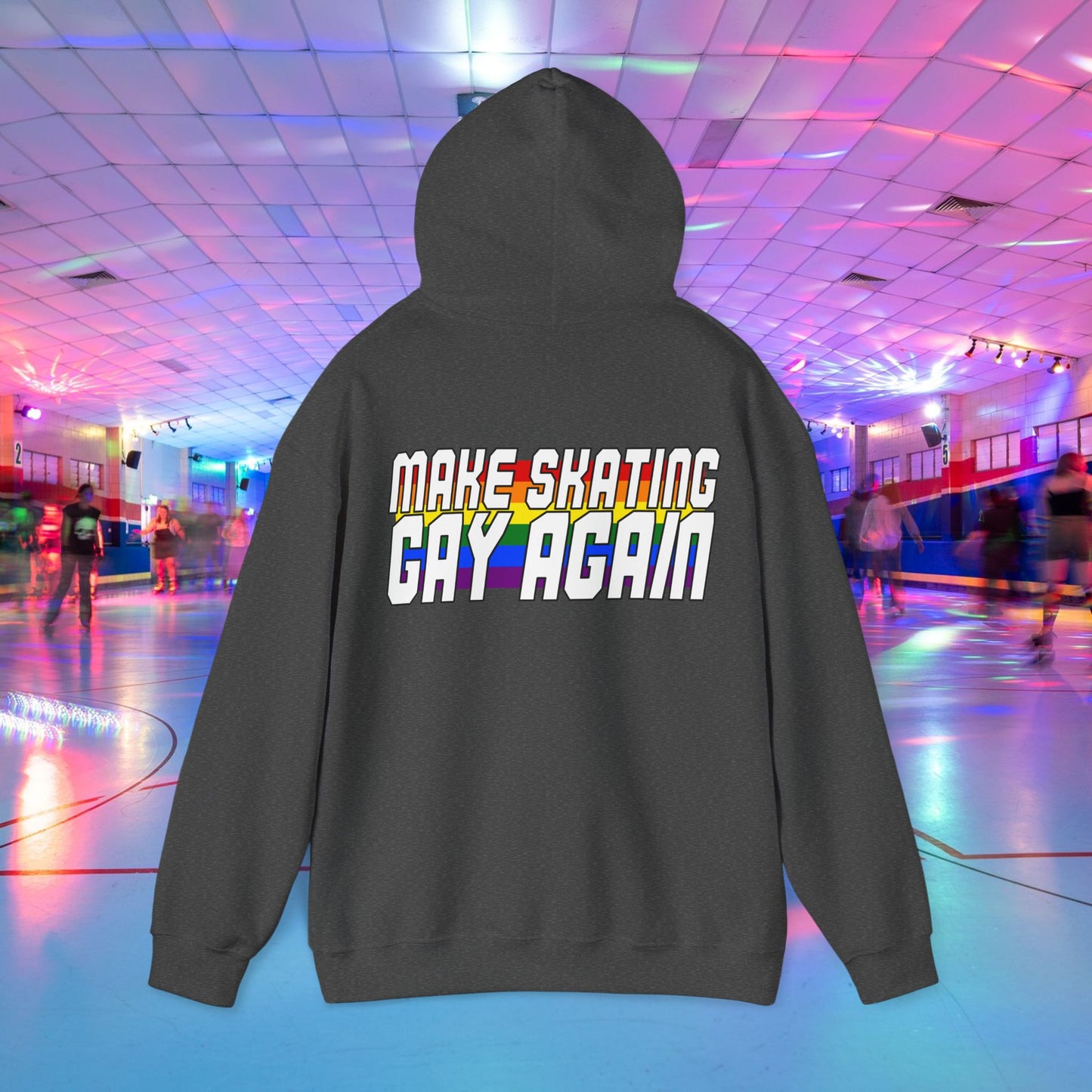 Make Skating Gay Again rainbow roller skate love heart Hoodie - Australian Shipping