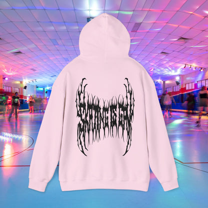 SKATING IS GAY but make it death metal Hoodie - Australian Shipping