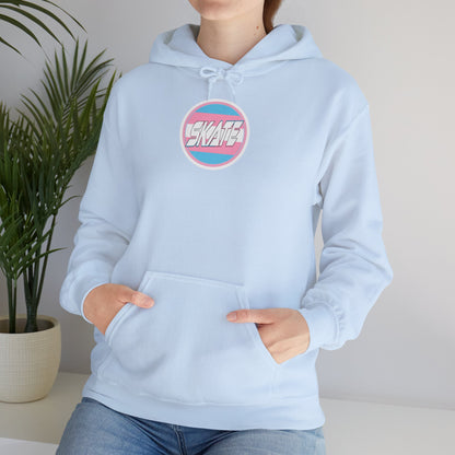 Add Custom Name - SKATE Trans Flag round logo Hoodie - Australian Shipping