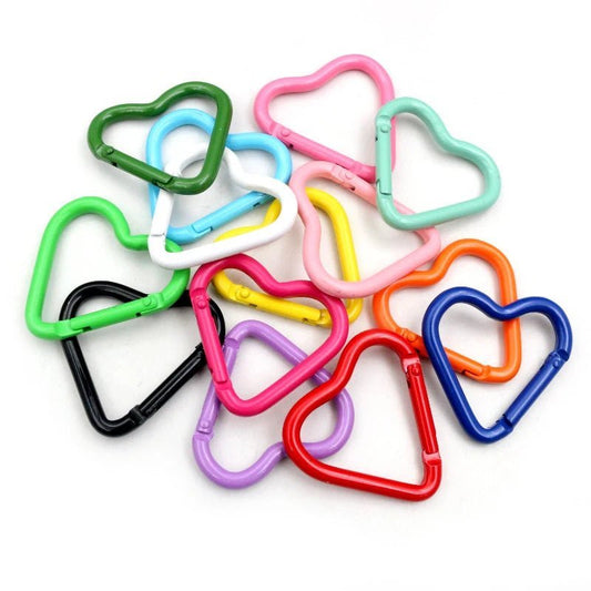 5 x colourful Carabiners - including a love heart shape <3 - wlw functional fashion