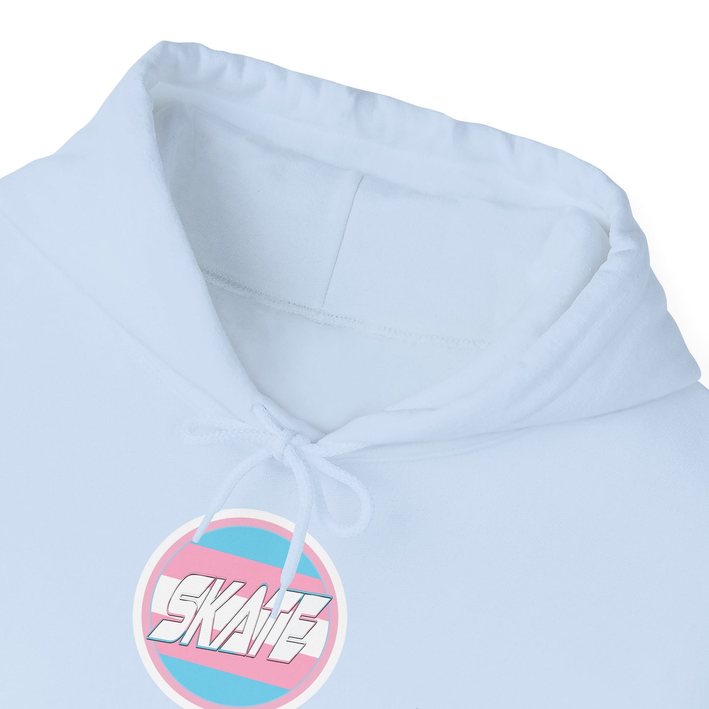 Add Custom Name - SKATE Trans Flag round logo Hoodie - Australian Shipping