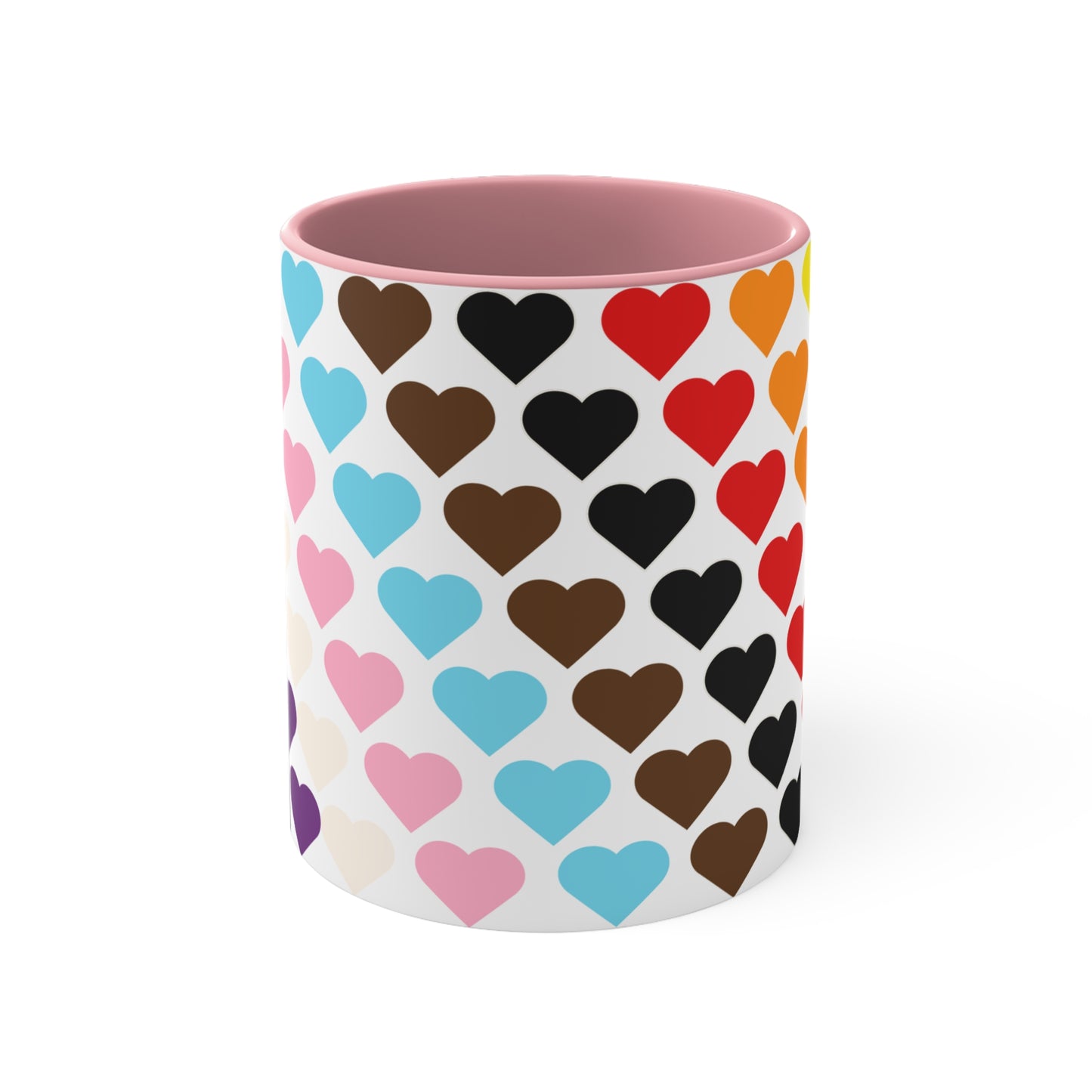 Progress pride flag love hearts - colourful accent mug