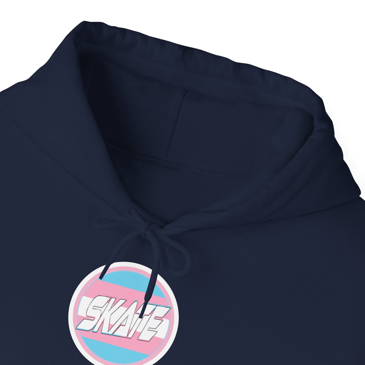 Add Custom Name - SKATE Trans Flag round logo Hoodie - Australian Shipping