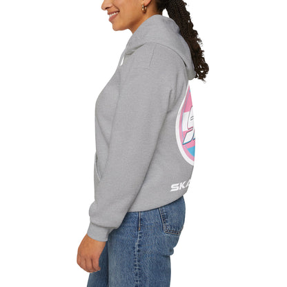 Add Custom Name - SKATE Trans Flag round logo Hoodie - Australian Shipping