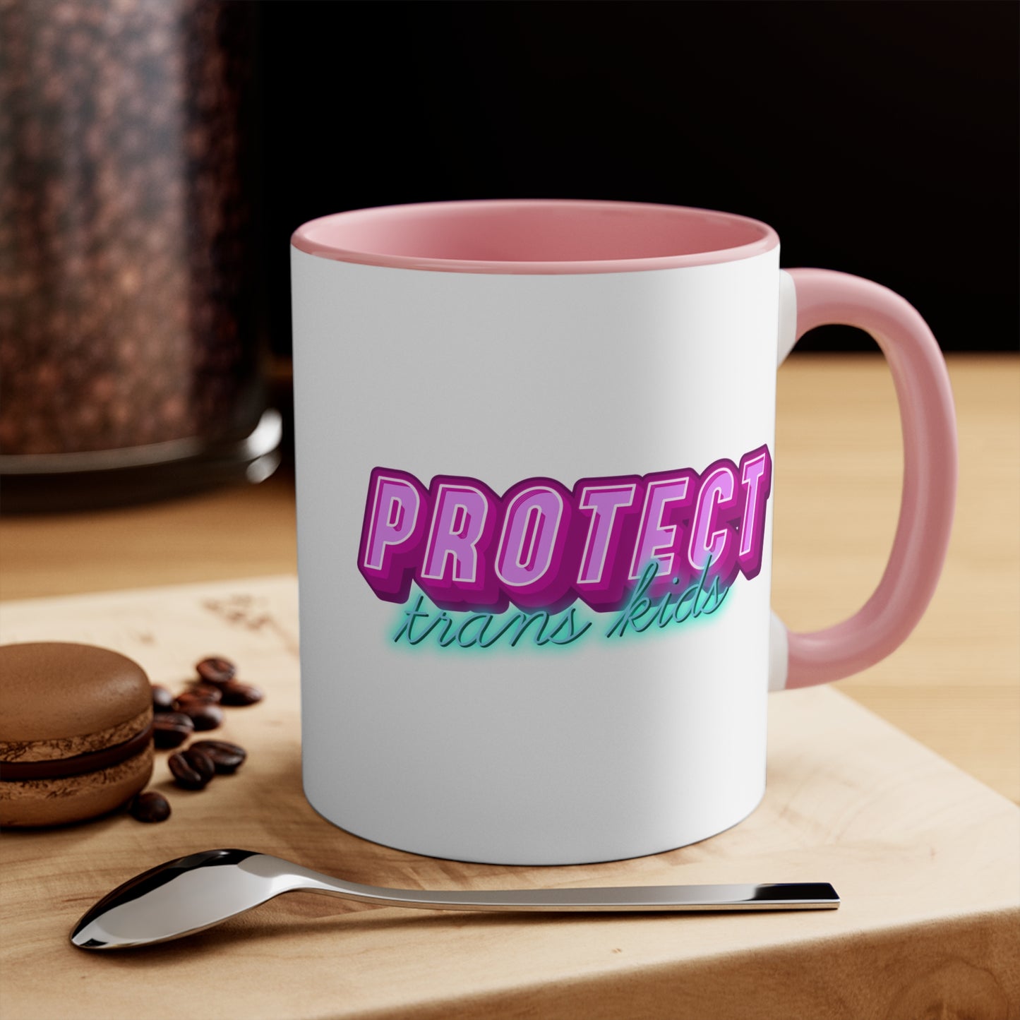 Protect Trans Kids colourful accent mug