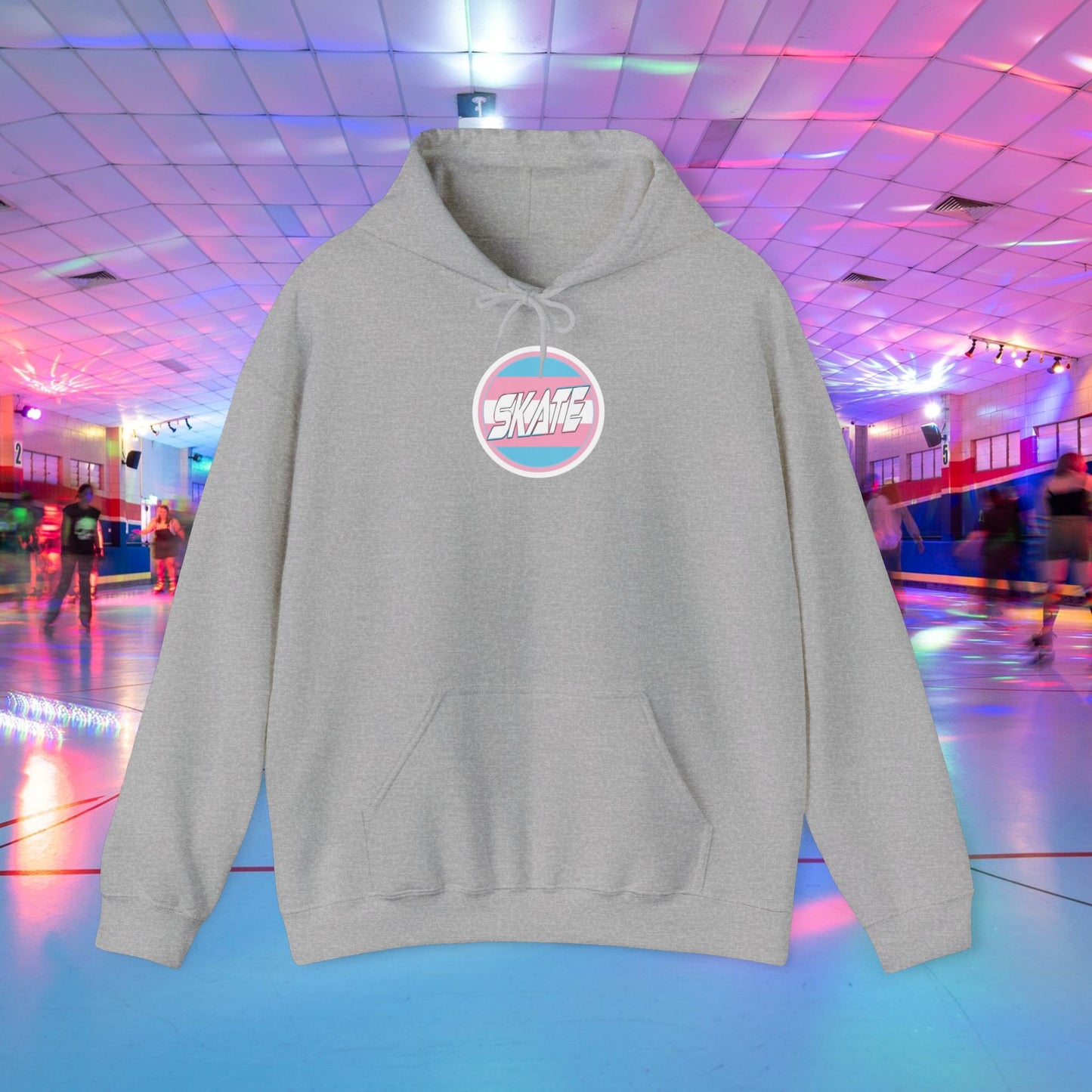 SKATE Trans Flag round logo Hoodie - Australian Shipping