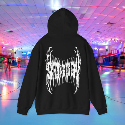 SKATING IS GAY but make it death metal Hoodie - Australian Shipping