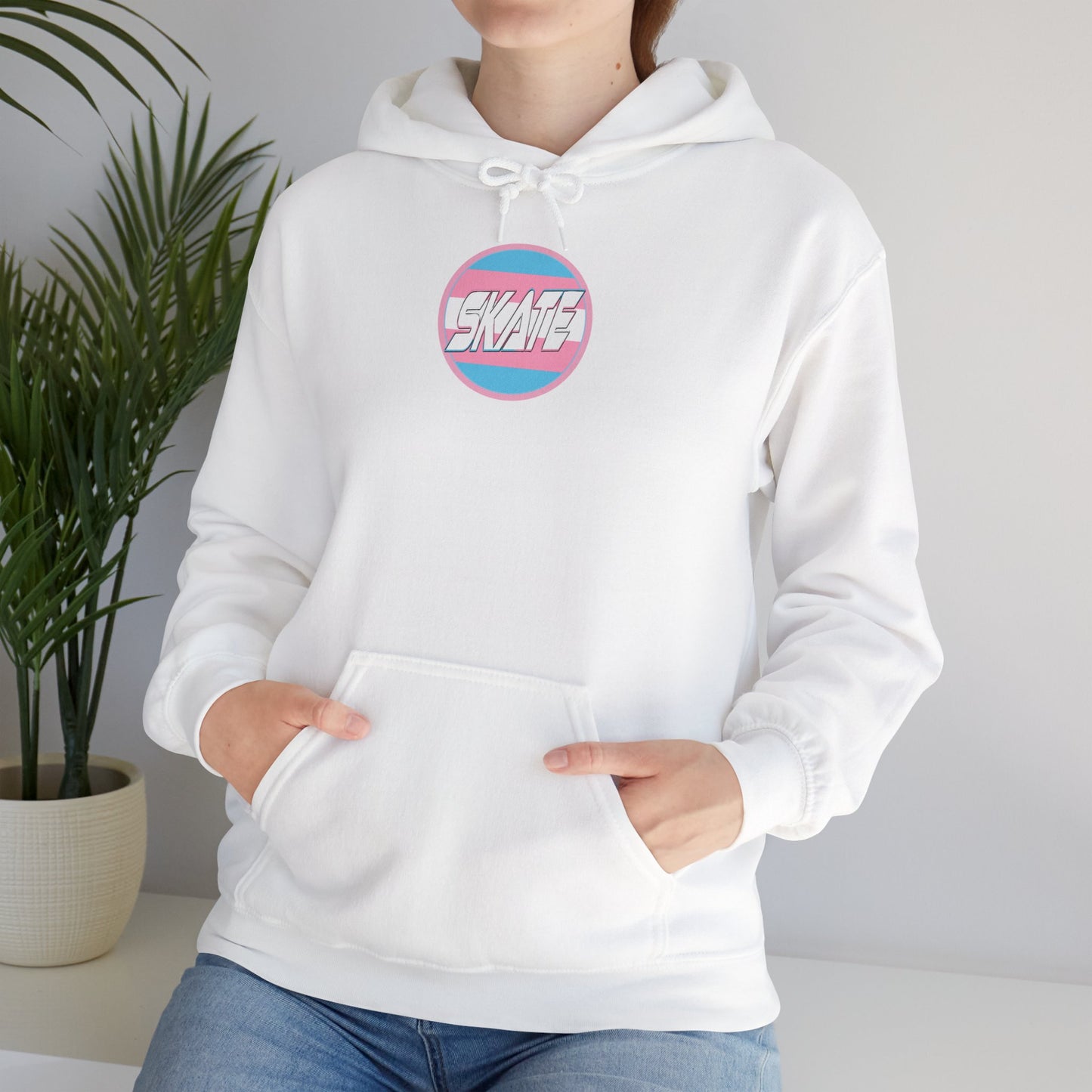 SKATE Trans Flag round logo Hoodie - Australian Shipping