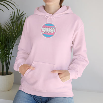 Add Custom Name - SKATE Trans Flag round logo Hoodie - Australian Shipping