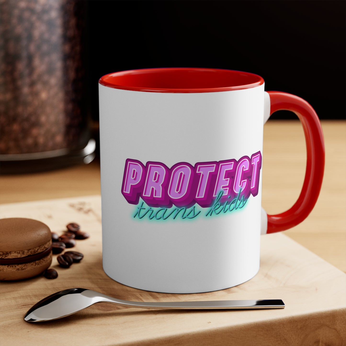 Protect Trans Kids colourful accent mug