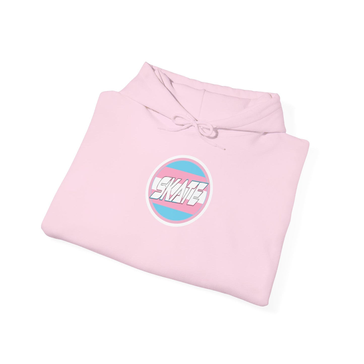 Add Custom Name - SKATE Trans Flag round logo Hoodie - Australian Shipping