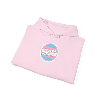 Add Custom Name - SKATE Trans Flag round logo Hoodie - Australian Shipping