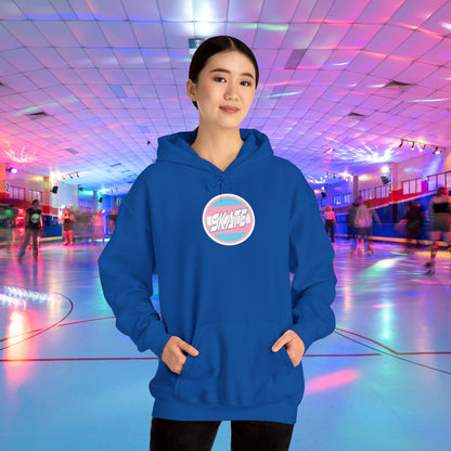 Add Custom Name - SKATE Trans Flag round logo Hoodie - Australian Shipping