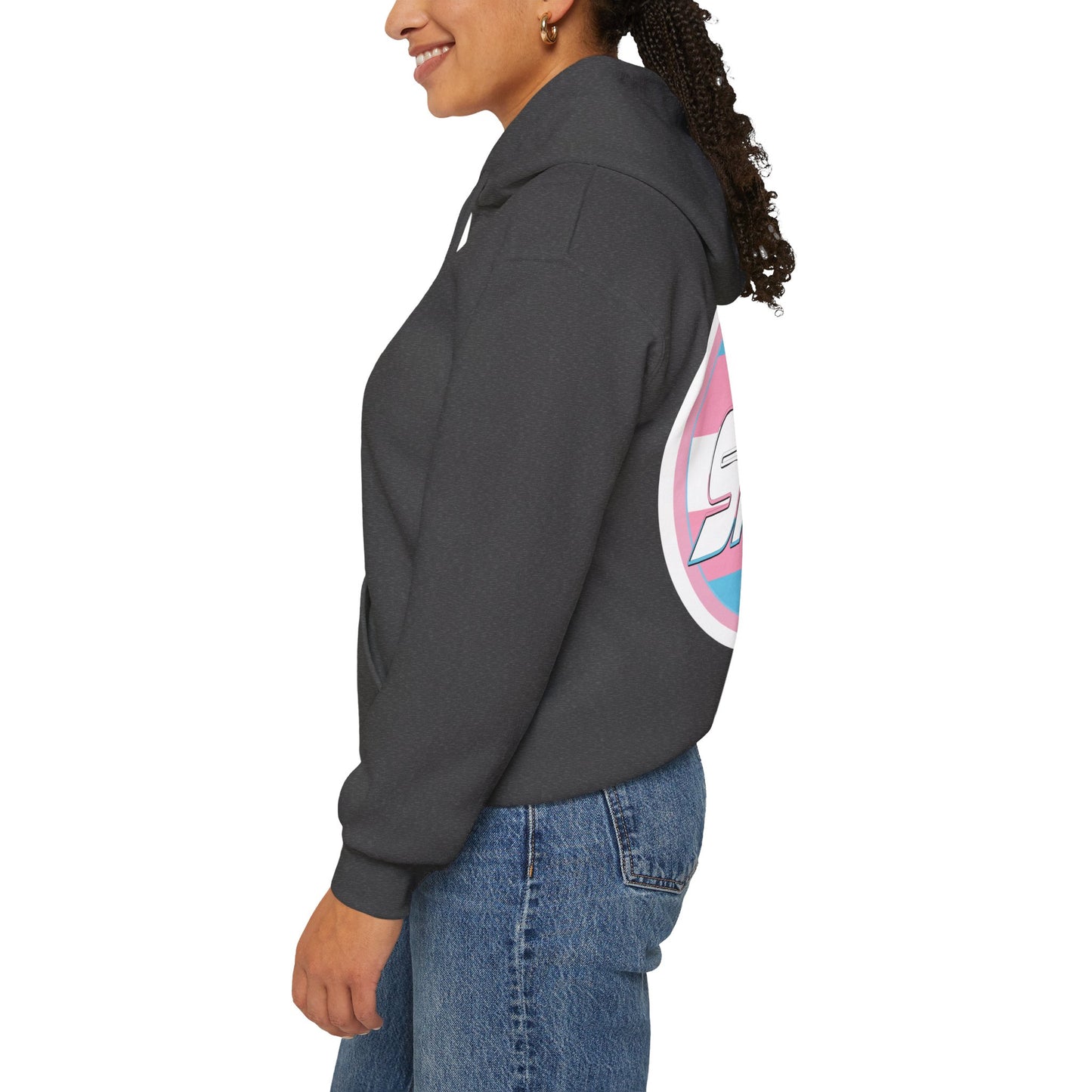 SKATE Trans Flag round logo Hoodie - Australian Shipping