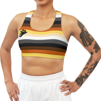 Bear Pride Flag Seamless Sports Bra, LGBTQ+ Activewear, Pride Month Apparel, Mens Sports Top, Pride Parade Outfit, Queer Athleisure