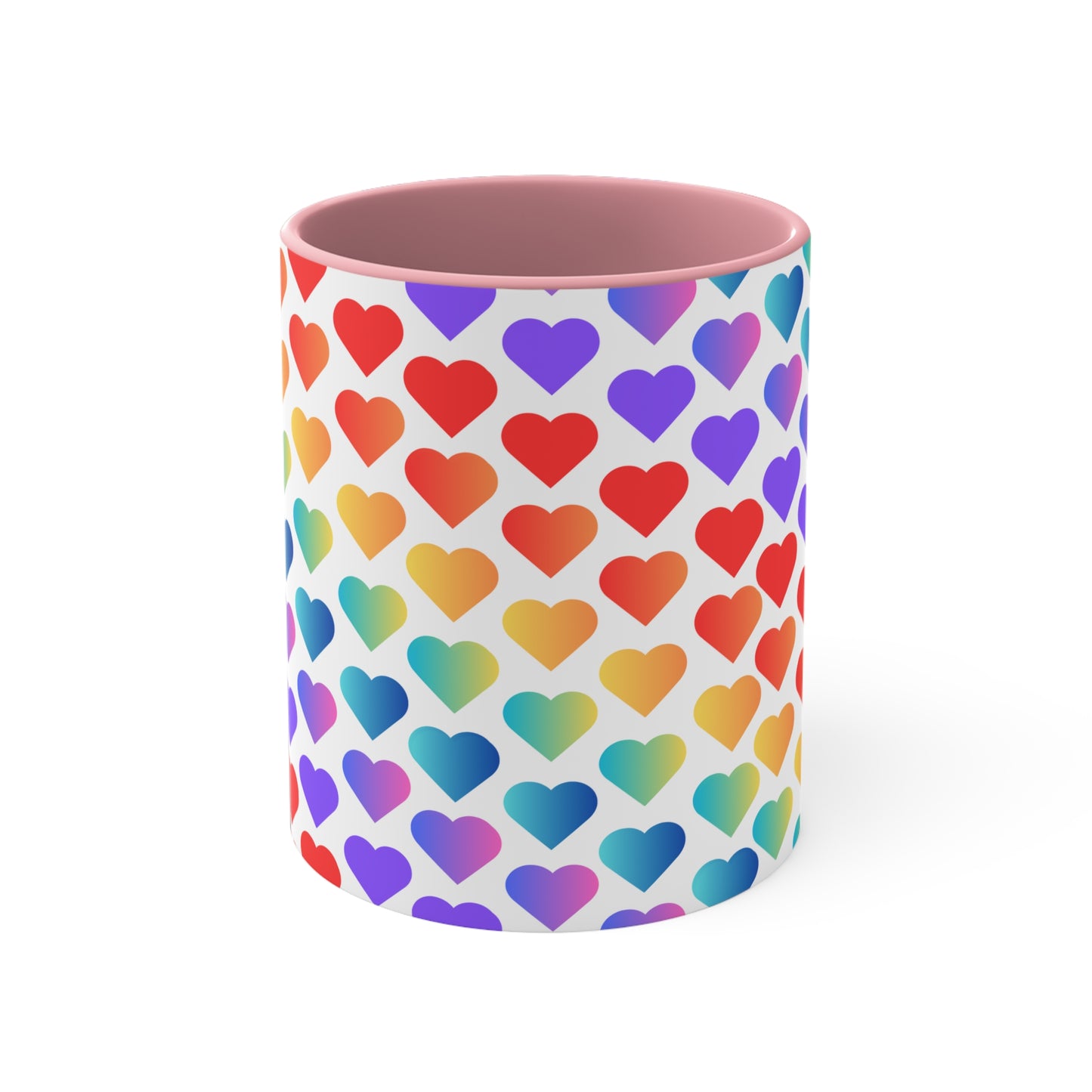 Rainbow pride love hearts colourful accent mug