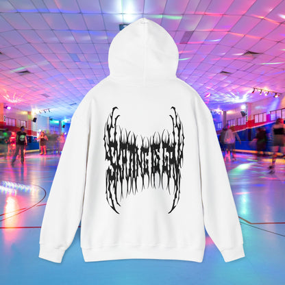 SKATING IS GAY but make it death metal Hoodie - Australian Shipping