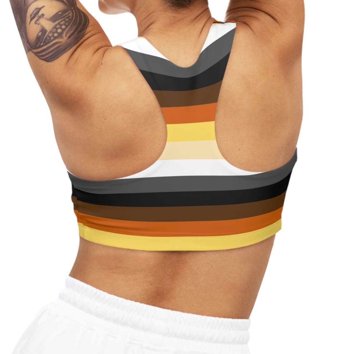 Bear Pride Flag Seamless Sports Bra, LGBTQ+ Activewear, Pride Month Apparel, Mens Sports Top, Pride Parade Outfit, Queer Athleisure