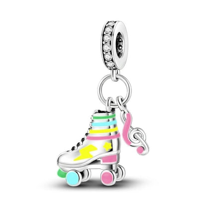 Quad skate with music note pandora silver charm