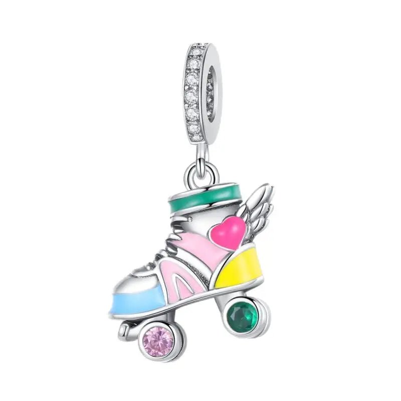 Cute colorful skate with wings pandora charm