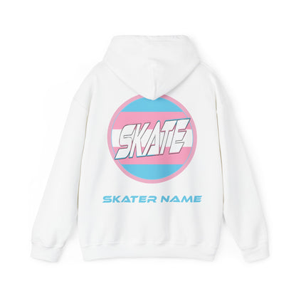 Add Custom Name - SKATE Trans Flag round logo Hoodie - Australian Shipping