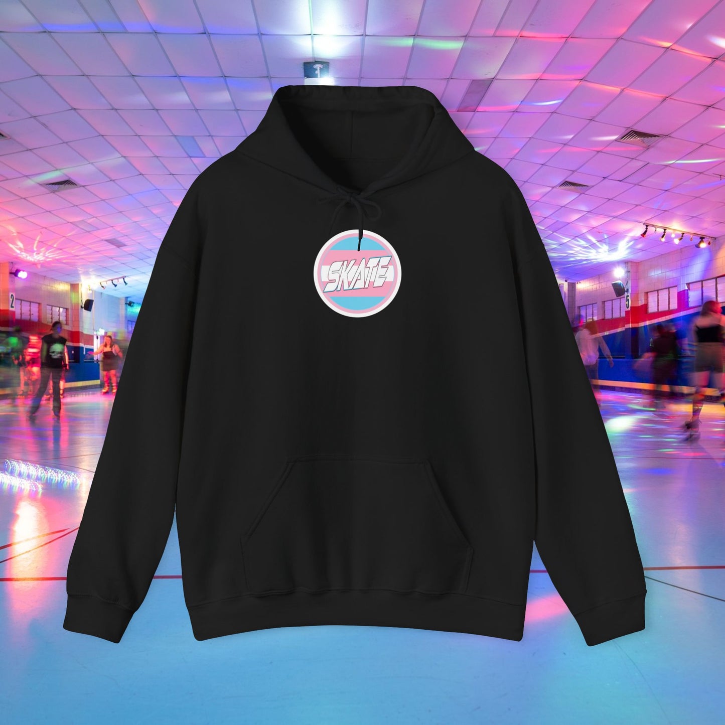 SKATE Trans Flag round logo Hoodie - Australian Shipping