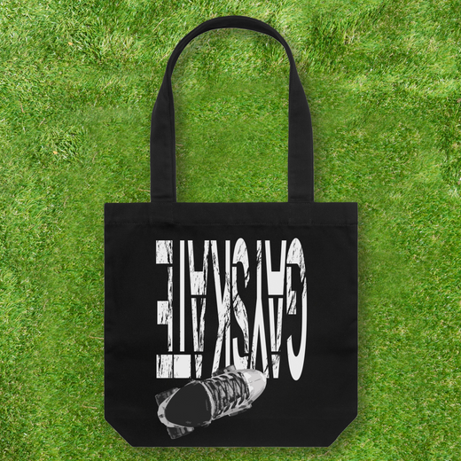 Large printed Cotton Canvas Tote Bag - Black