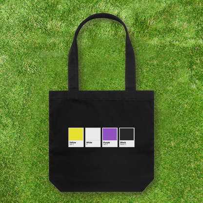 Large printed Cotton Canvas Tote Bag - Black