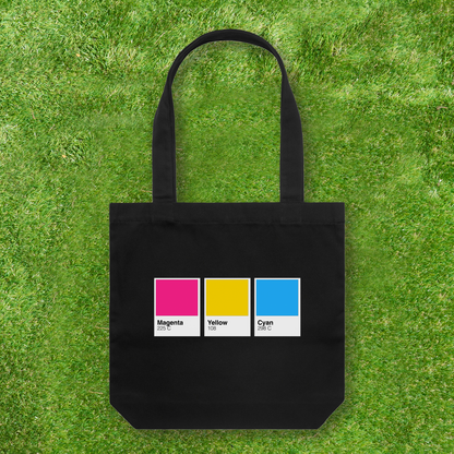 Large printed Cotton Canvas Tote Bag - Black